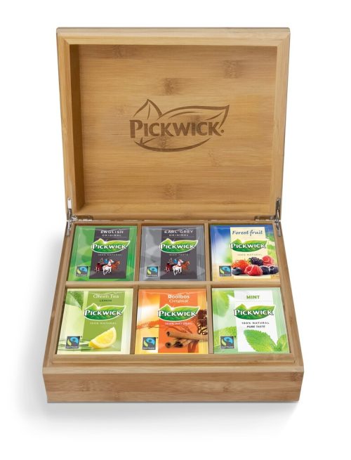 Pickwick Theekist bamboe, 6-vaks, gevuld