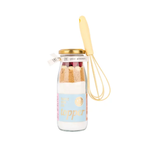 Eat your present - Bakflesje met garde 'Taartje voor een topper!'