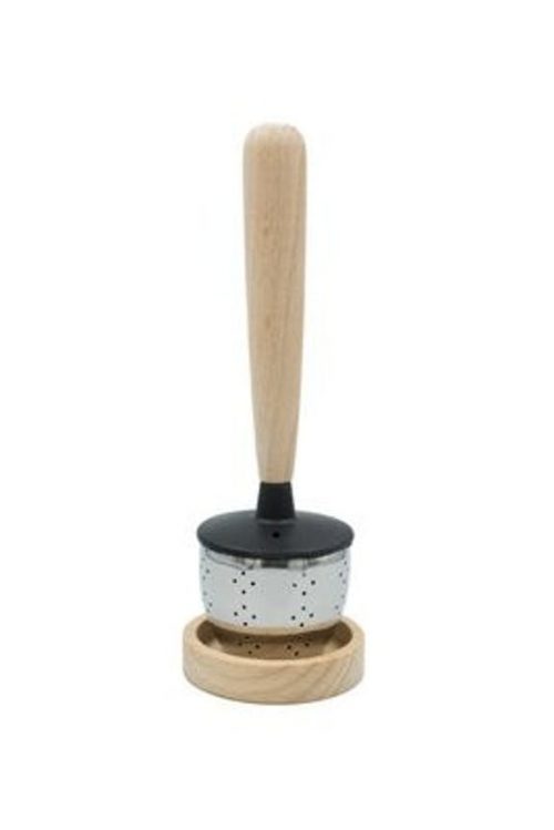 Theezeef met houten handvat en theetip